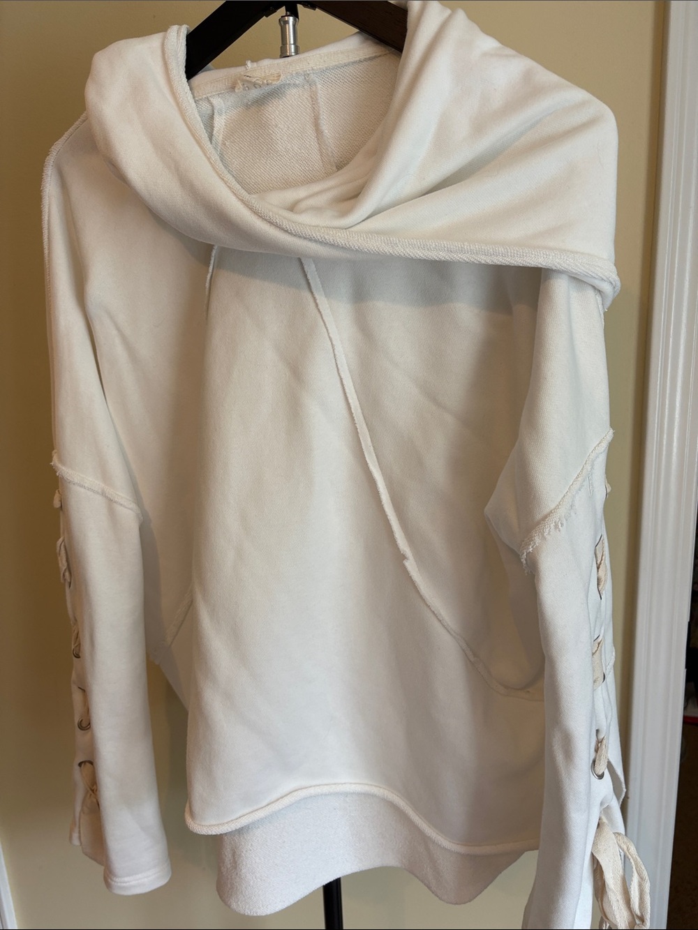 POL Cream Off-Shoulder Cowl Neck Sweater